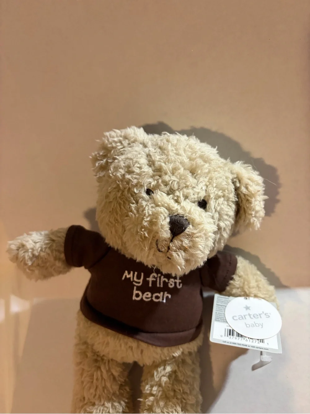 Carter's Beige Plush Bear with Brown Shirt “My first Bear”brand new with tags